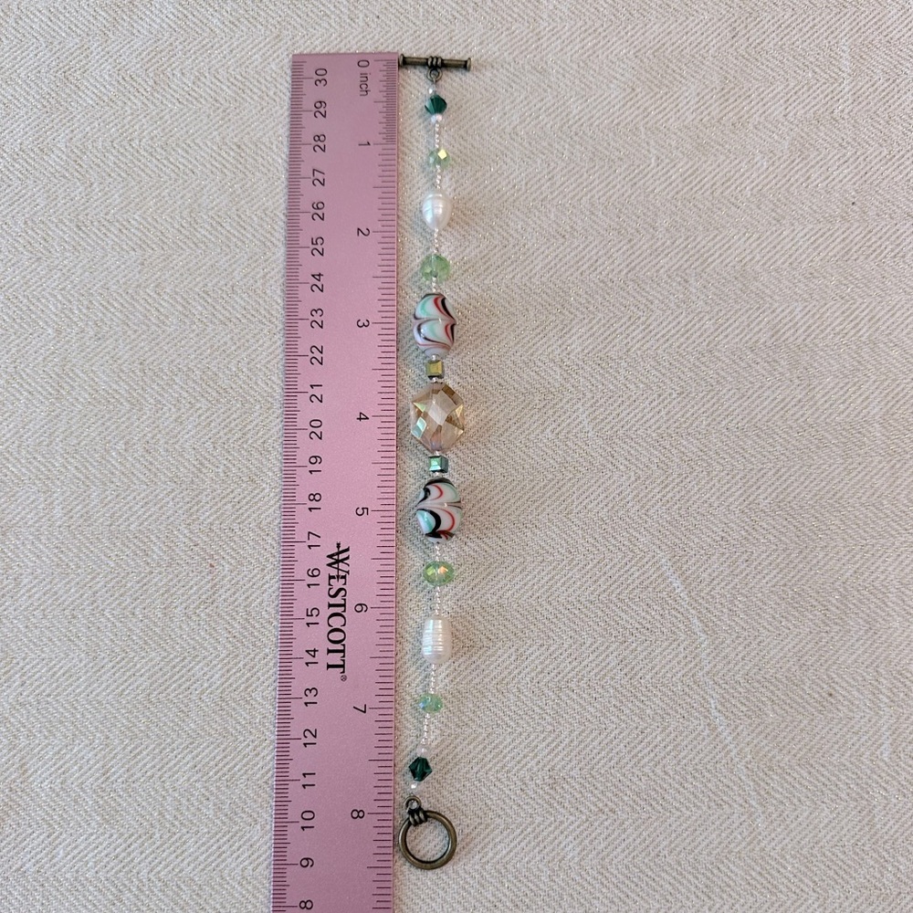 Handmade 2pc Necklace & Bracelet Set Enamel Butterfly Vintage Lamp Work Beads - Picture 6 of 16